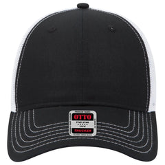 OTTO 83-1239 6 Panel Low Profile Mesh Back Trucker Cap - Blk/Blk/Wht - Blk/Blk/Wht / 6 1/2’’ - 7 5/8’’