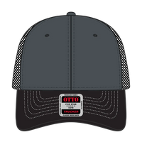 OTTO 83-1239 6 Panel Low Profile Mesh Back Trucker Cap - Blk/Ch.Gry/Blk - Blk/Ch.Gry/Blk / 6 1/2’’ - 7 5/8’’