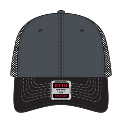 OTTO 83-1239 6 Panel Low Profile Mesh Back Trucker Cap - Blk/Ch.Gry/Blk - Blk/Ch.Gry/Blk / 6 1/2’’ - 7 5/8’’