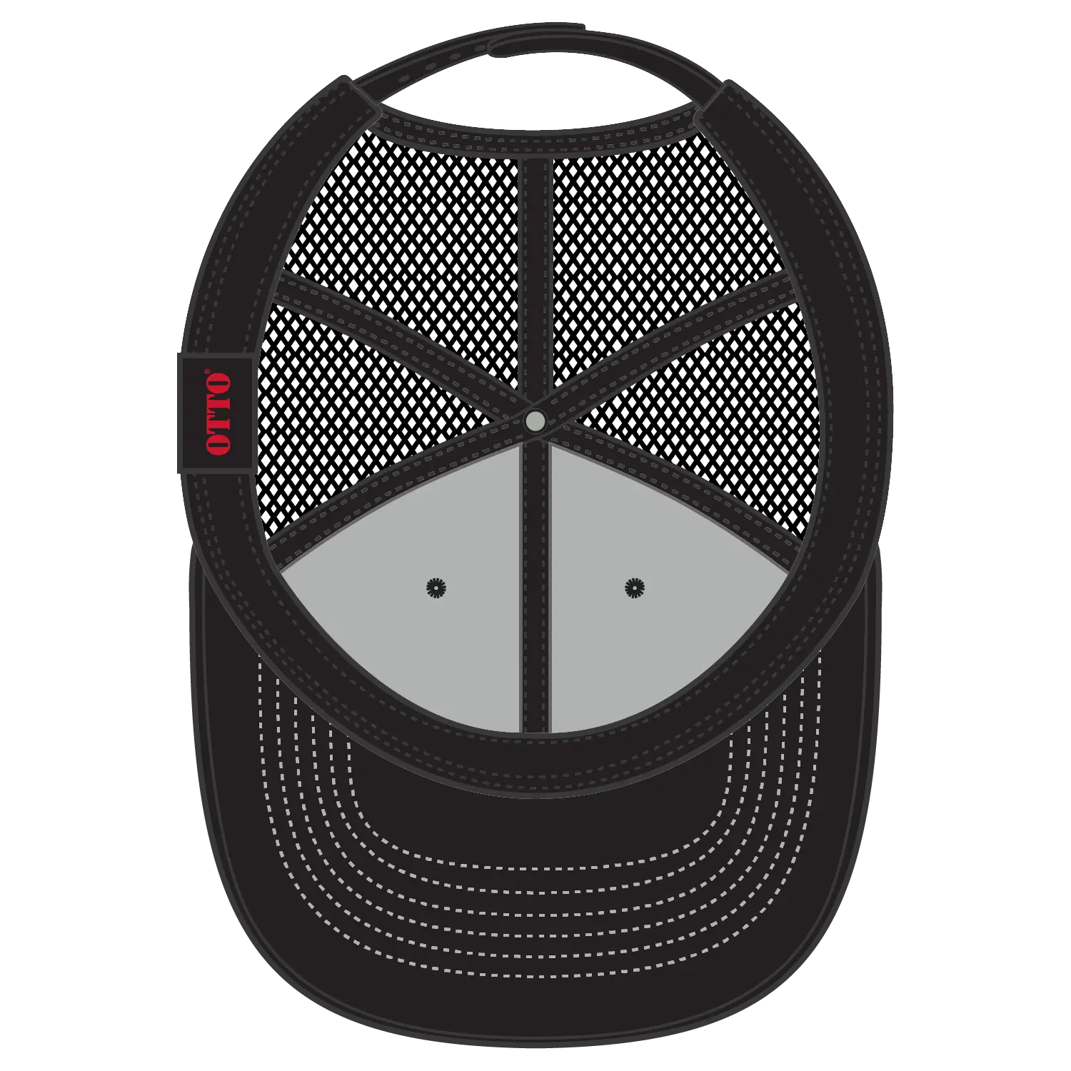 OTTO 83-1239 6 Panel Low Profile Mesh Back Trucker Cap - Blk/Ch.Gry/Blk - Blk/Ch.Gry/Blk / 6 1/2’’ - 7 5/8’’