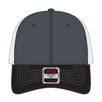 OTTO 83-1239 6 Panel Low Profile Mesh Back Trucker Cap - Blk/Ch.Gry/Wht - Blk/Ch.Gry/Wht / 6 1/2’’ - 7 5/8’’