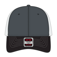 OTTO 83-1239 6 Panel Low Profile Mesh Back Trucker Cap - Blk/Ch.Gry/Wht - Blk/Ch.Gry/Wht / 6 1/2’’ - 7 5/8’’