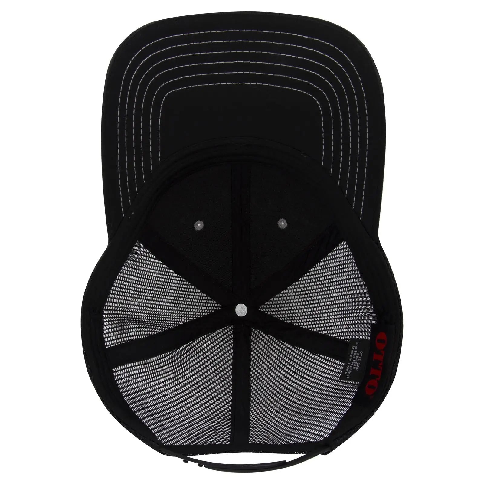 OTTO 83-1239 6 Panel Low Profile Mesh Back Trucker Cap - Blk/Ht Gry/Blk - Blk/Ht Gry/Blk / 6 1/2’’ - 7 5/8’’