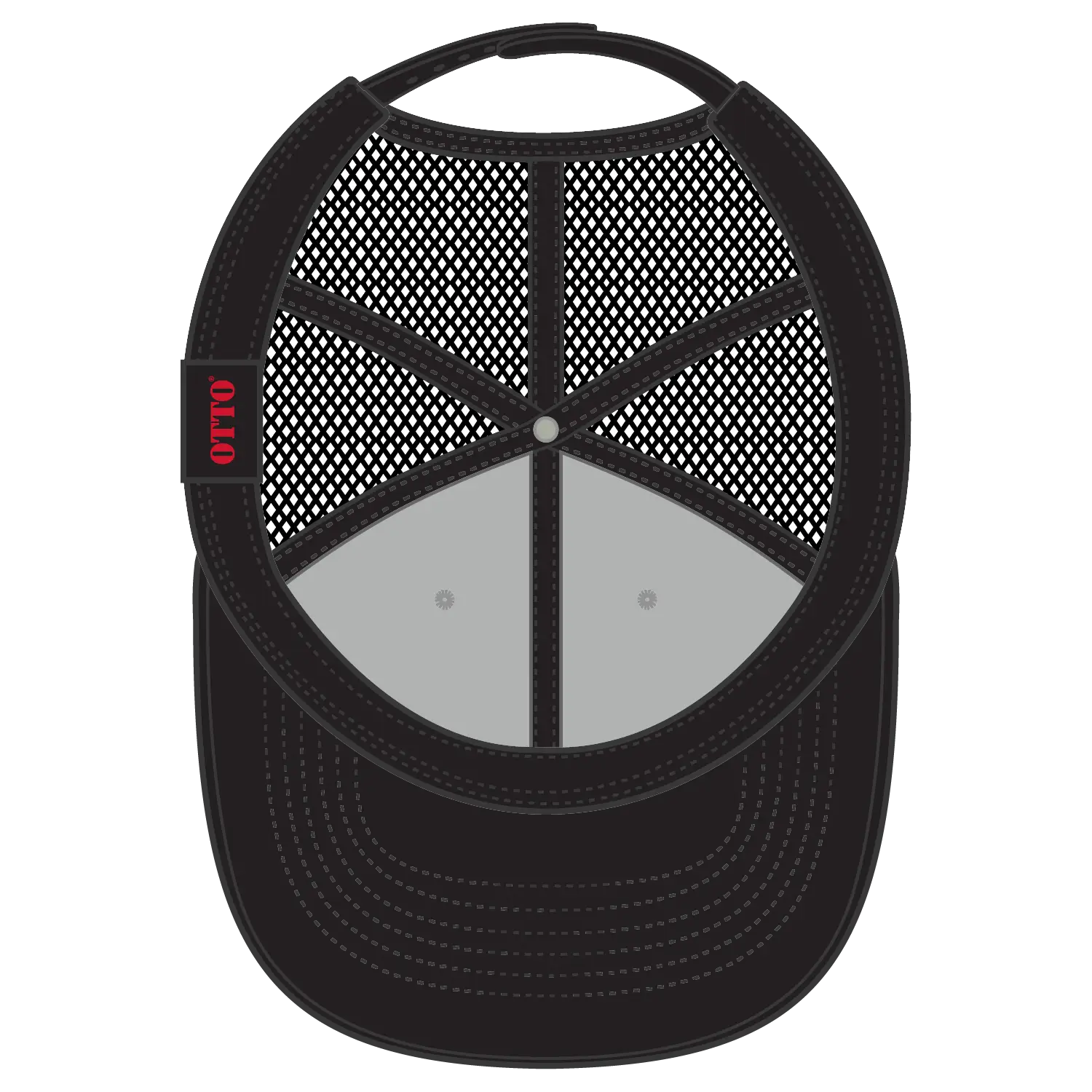 OTTO 83-1239 6 Panel Low Profile Mesh Back Trucker Cap - Blk/Ht Gry/Blk - Blk/Ht Gry/Blk / 6 1/2’’ - 7 5/8’’