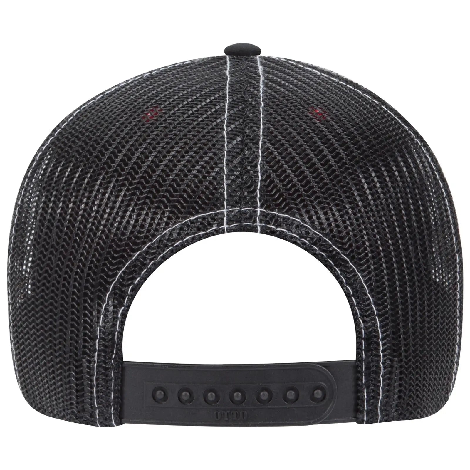 OTTO 83-1239 6 Panel Low Profile Mesh Back Trucker Cap - Blk/Red/Blk - Blk/Red/Blk / 6 1/2’’ - 7 5/8’’