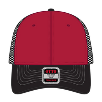 OTTO 83-1239 6 Panel Low Profile Mesh Back Trucker Cap - Blk/Red/Blk - Blk/Red/Blk / 6 1/2’’ - 7 5/8’’