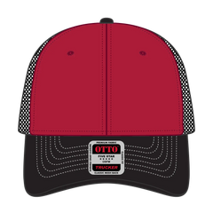 OTTO 83-1239 6 Panel Low Profile Mesh Back Trucker Cap - Blk/Red/Blk - Blk/Red/Blk / 6 1/2’’ - 7 5/8’’