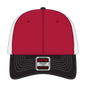 OTTO 83-1239 6 Panel Low Profile Mesh Back Trucker Cap - Blk/Red/Wht - Blk/Red/Wht / 6 1/2’’ - 7 5/8’’