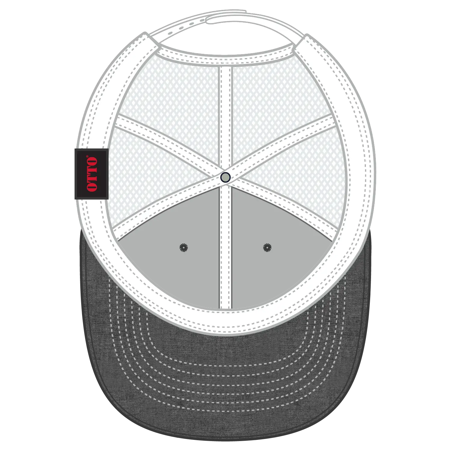 OTTO 83-1239 6 Panel Low Profile Mesh Back Trucker Cap - Blk/Wht - Blk/Wht / 6 1/2’’ - 7 5/8’’