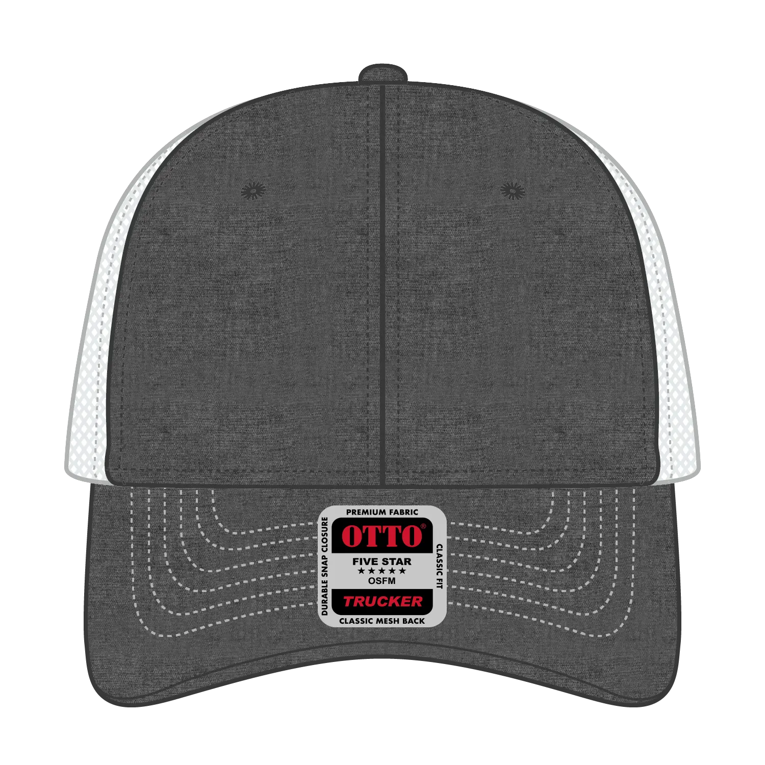 OTTO 83-1239 6 Panel Low Profile Mesh Back Trucker Cap - Blk/Wht - Blk/Wht / 6 1/2’’ - 7 5/8’’