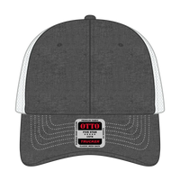 OTTO 83-1239 6 Panel Low Profile Mesh Back Trucker Cap - Blk/Wht - Blk/Wht / 6 1/2’’ - 7 5/8’’