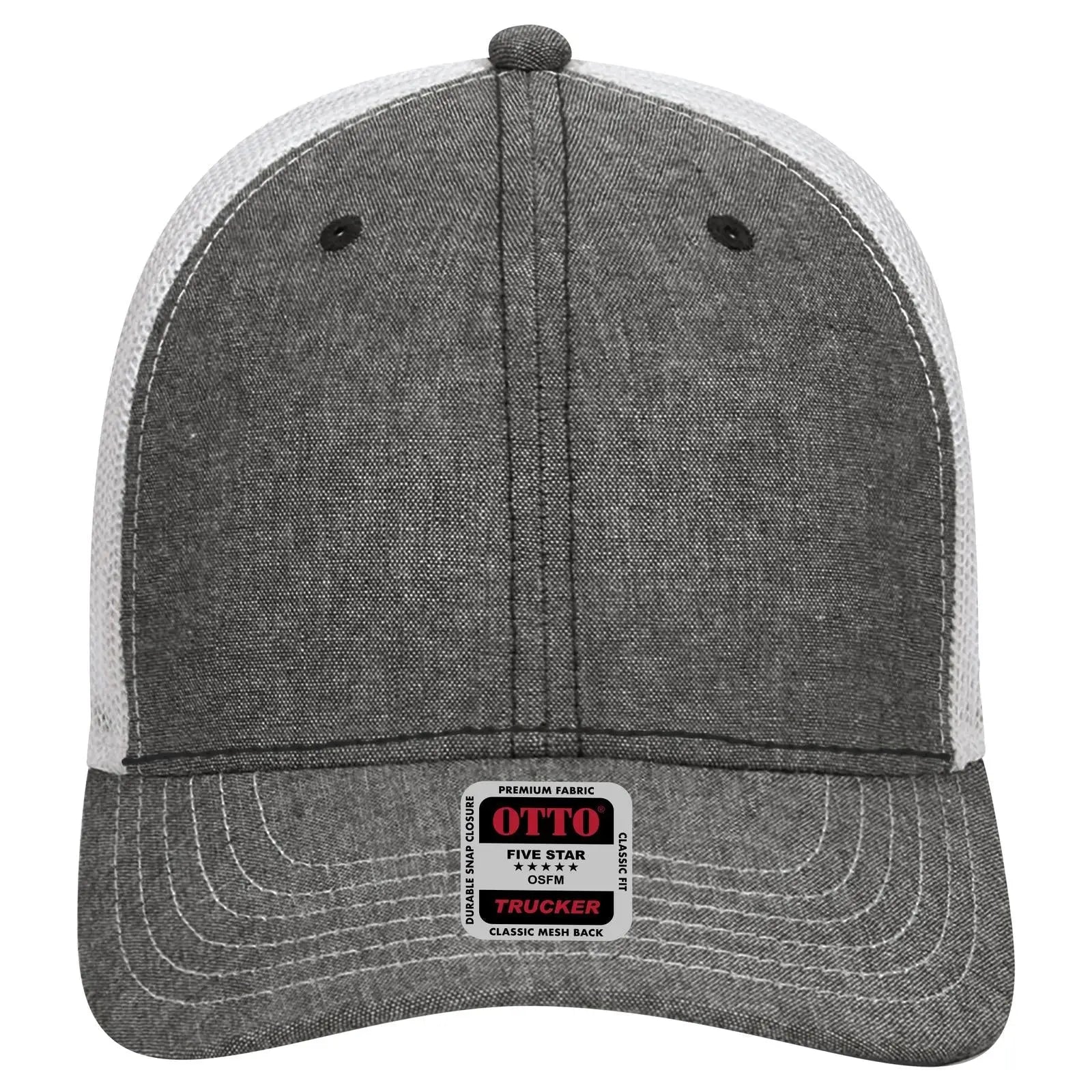OTTO 83-1239 6 Panel Low Profile Mesh Back Trucker Cap - Blk/Wht - Blk/Wht / 6 1/2’’ - 7 5/8’’