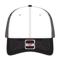 OTTO 83-1239 6 Panel Low Profile Mesh Back Trucker Cap - Blk/Wht/Blk - Blk/Wht/Blk / 6 1/2’’ - 7 5/8’’