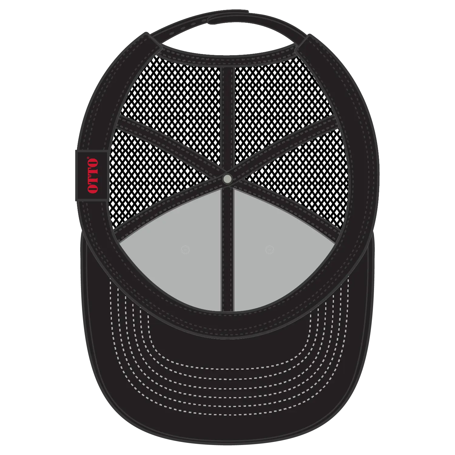 OTTO 83-1239 6 Panel Low Profile Mesh Back Trucker Cap - Blk/Wht/Blk - Blk/Wht/Blk / 6 1/2’’ - 7 5/8’’