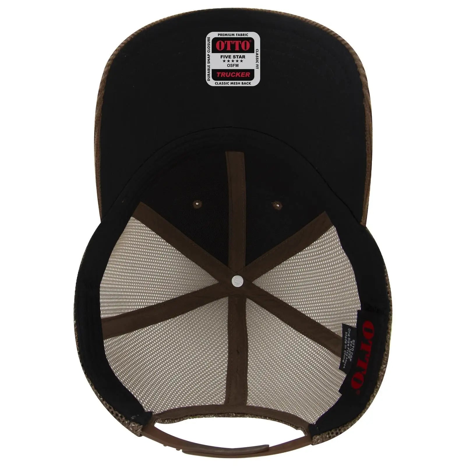 OTTO 83-1239 6 Panel Low Profile Mesh Back Trucker Cap - Brown - Brown / 6 1/2’’ - 7 5/8’’