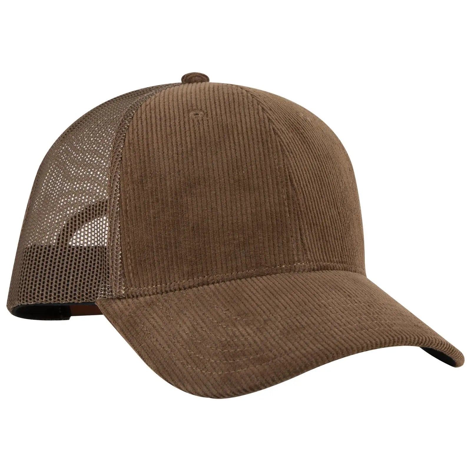 OTTO 83-1239 6 Panel Low Profile Mesh Back Trucker Cap - Brown - Brown / 6 1/2’’ - 7 5/8’’