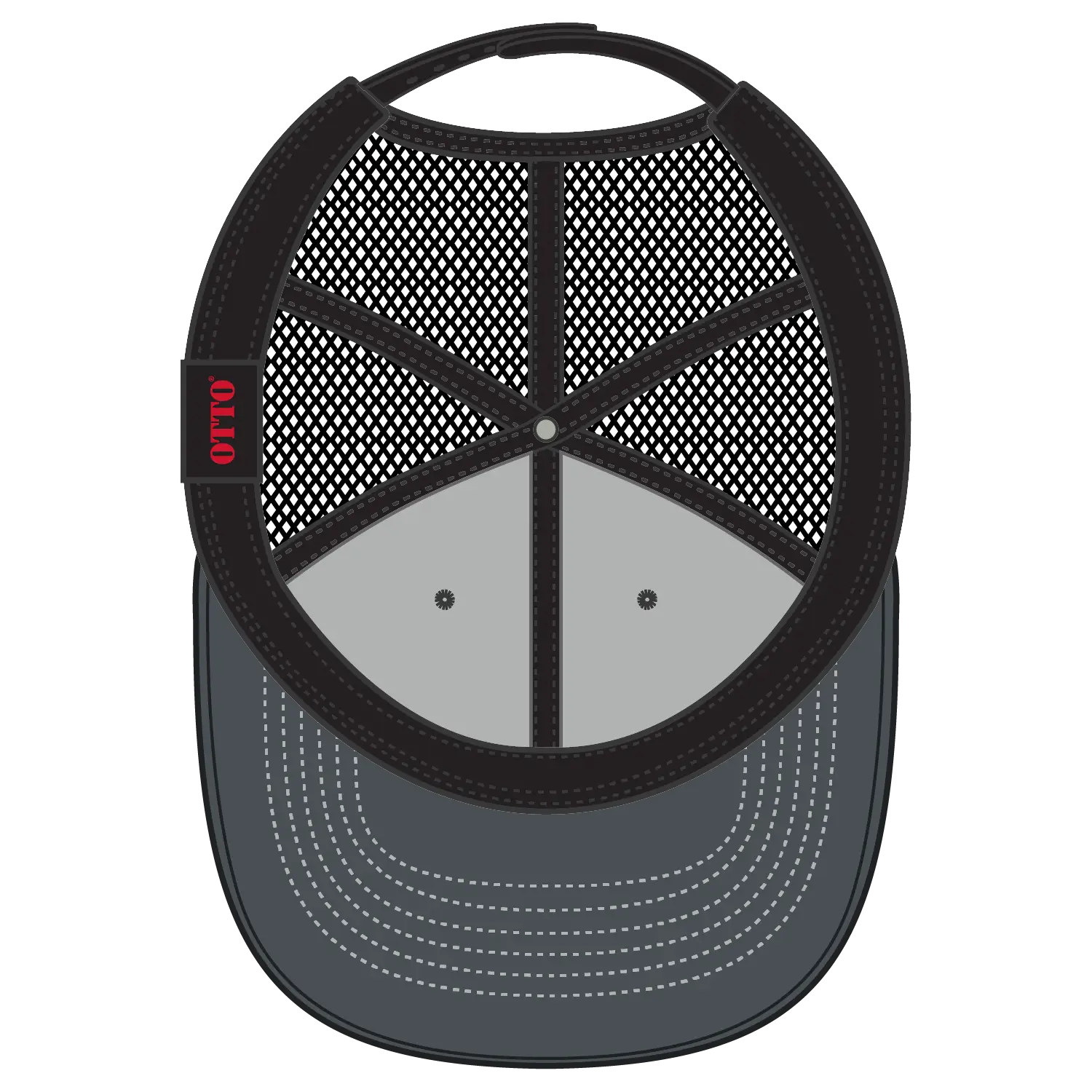 OTTO 83-1239 6 Panel Low Profile Mesh Back Trucker Cap - Ch. Gry/Blk/Blk - Ch. Gry/Blk/Blk / 6 1/2’’ - 7 5/8’’