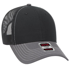 OTTO 83-1239 6 Panel Low Profile Mesh Back Trucker Cap - Ch. Gry/Blk/Blk - Ch. Gry/Blk/Blk / 6 1/2’’ - 7 5/8’’