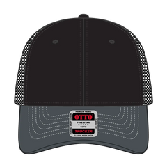OTTO 83-1239 6 Panel Low Profile Mesh Back Trucker Cap - Ch. Gry/Blk/Blk - Ch. Gry/Blk/Blk / 6 1/2’’ - 7 5/8’’