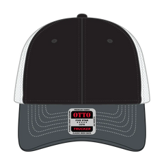 OTTO 83-1239 6 Panel Low Profile Mesh Back Trucker Cap - Ch.Gry/Blk/Wht - Ch.Gry/Blk/Wht / 6 1/2’’ - 7 5/8’’