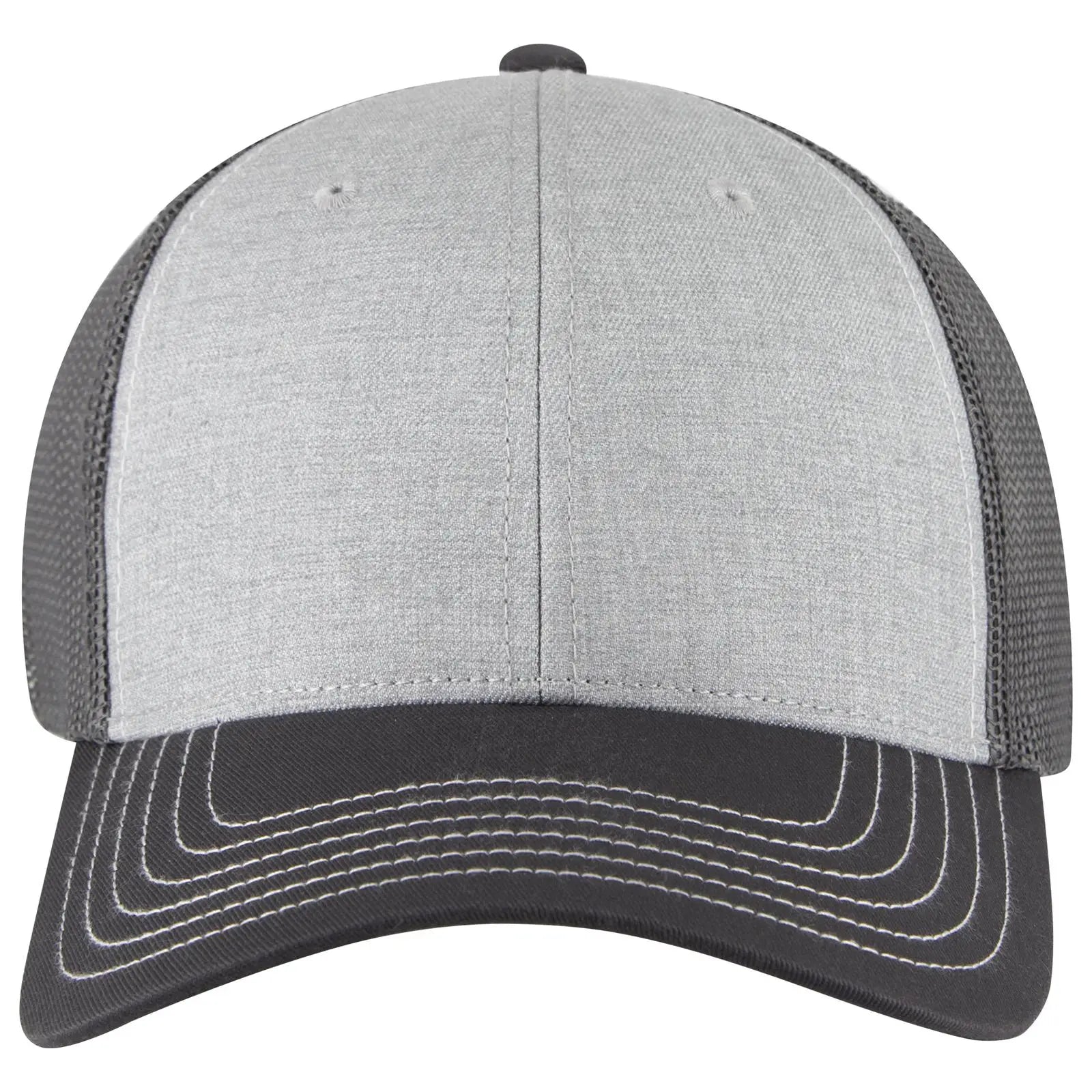 OTTO 83-1239 6 Panel Low Profile Mesh Back Trucker Cap - Ch Gry/Ht Gry/Ch Gry - Ch Gry/Ht Gry/Ch Gry / 6 1/2’’ - 7 5/8’’