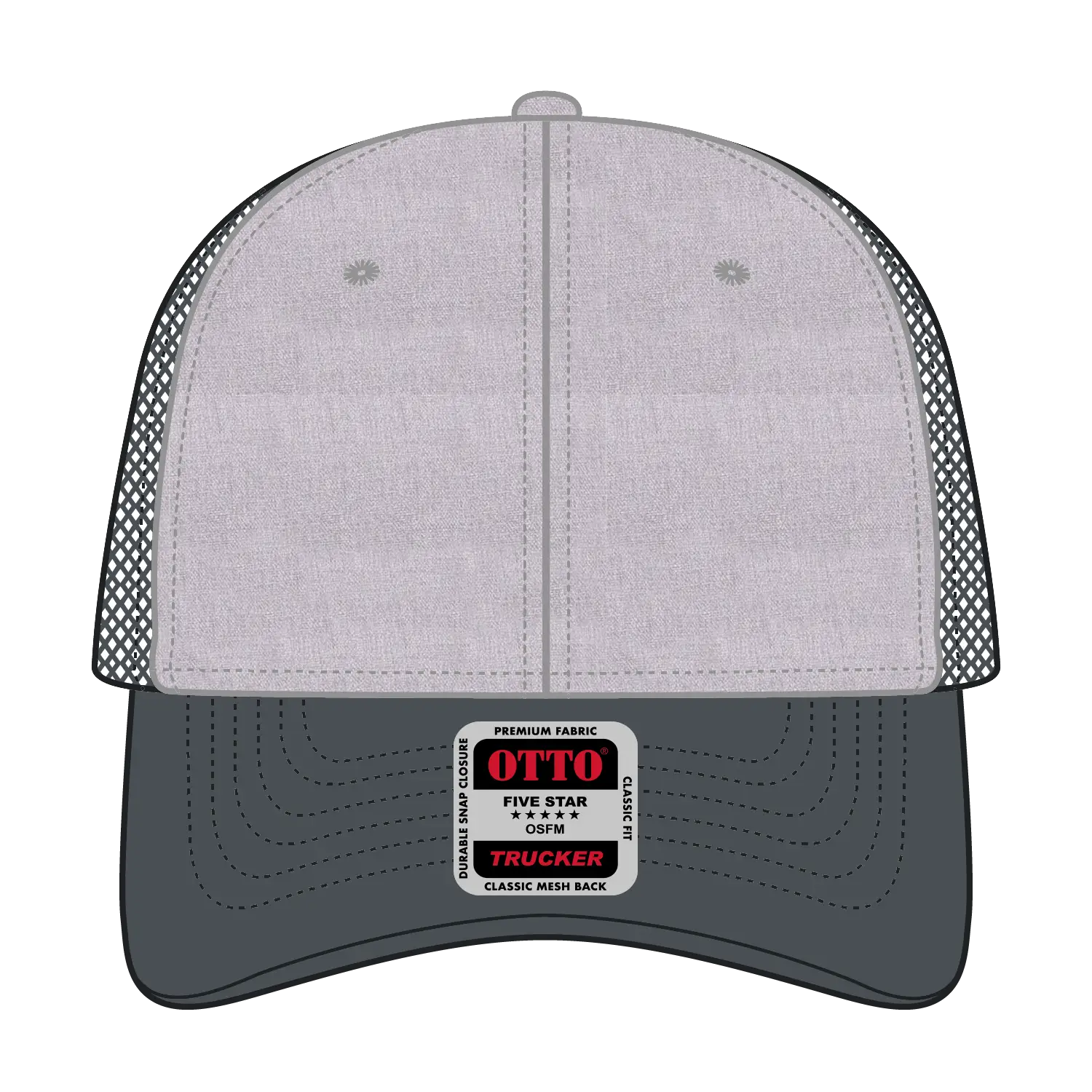 OTTO 83-1239 6 Panel Low Profile Mesh Back Trucker Cap - Ch Gry/Ht Gry/Ch Gry - Ch Gry/Ht Gry/Ch Gry / 6 1/2’’ - 7 5/8’’