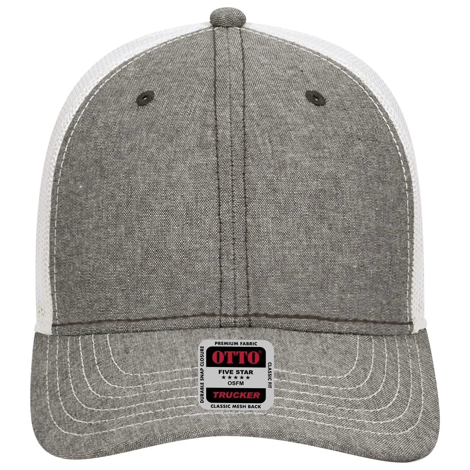 OTTO 83-1239 6 Panel Low Profile Mesh Back Trucker Cap - Ch.Gry/Wht - Ch.Gry/Wht / 6 1/2’’ - 7 5/8’’