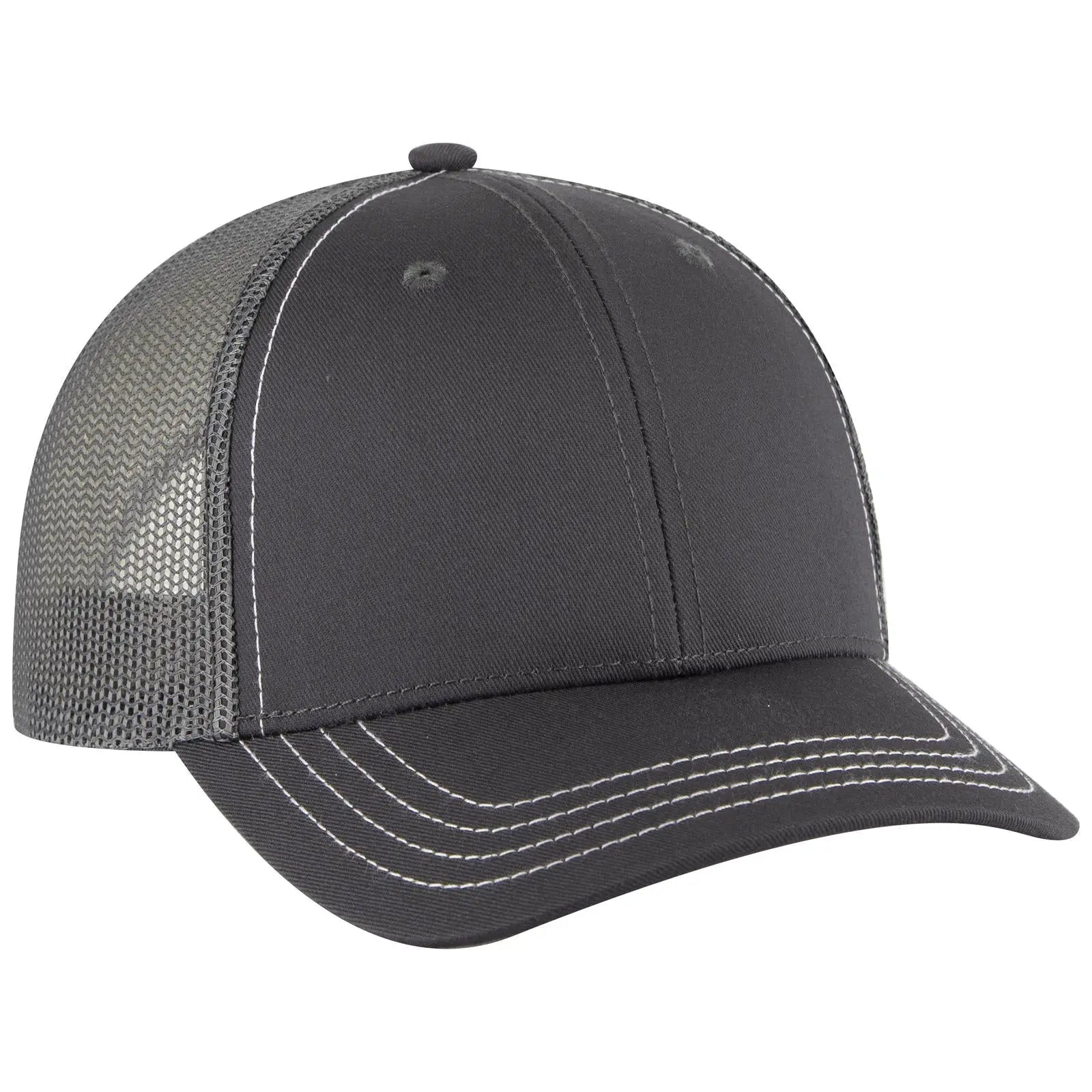 OTTO 83-1239 6 Panel Low Profile Mesh Back Trucker Cap - Char. Gray