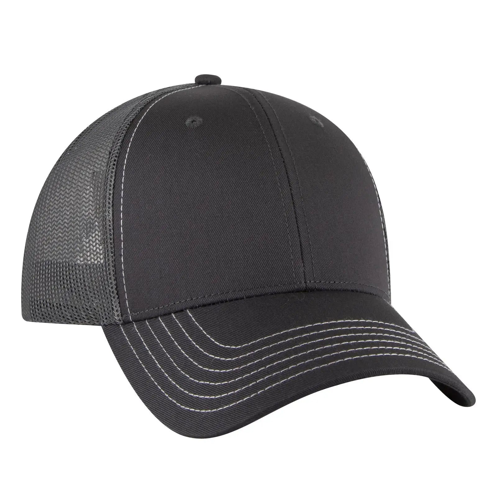 OTTO 83-1239 6 Panel Low Profile Mesh Back Trucker Cap - Char. Gray