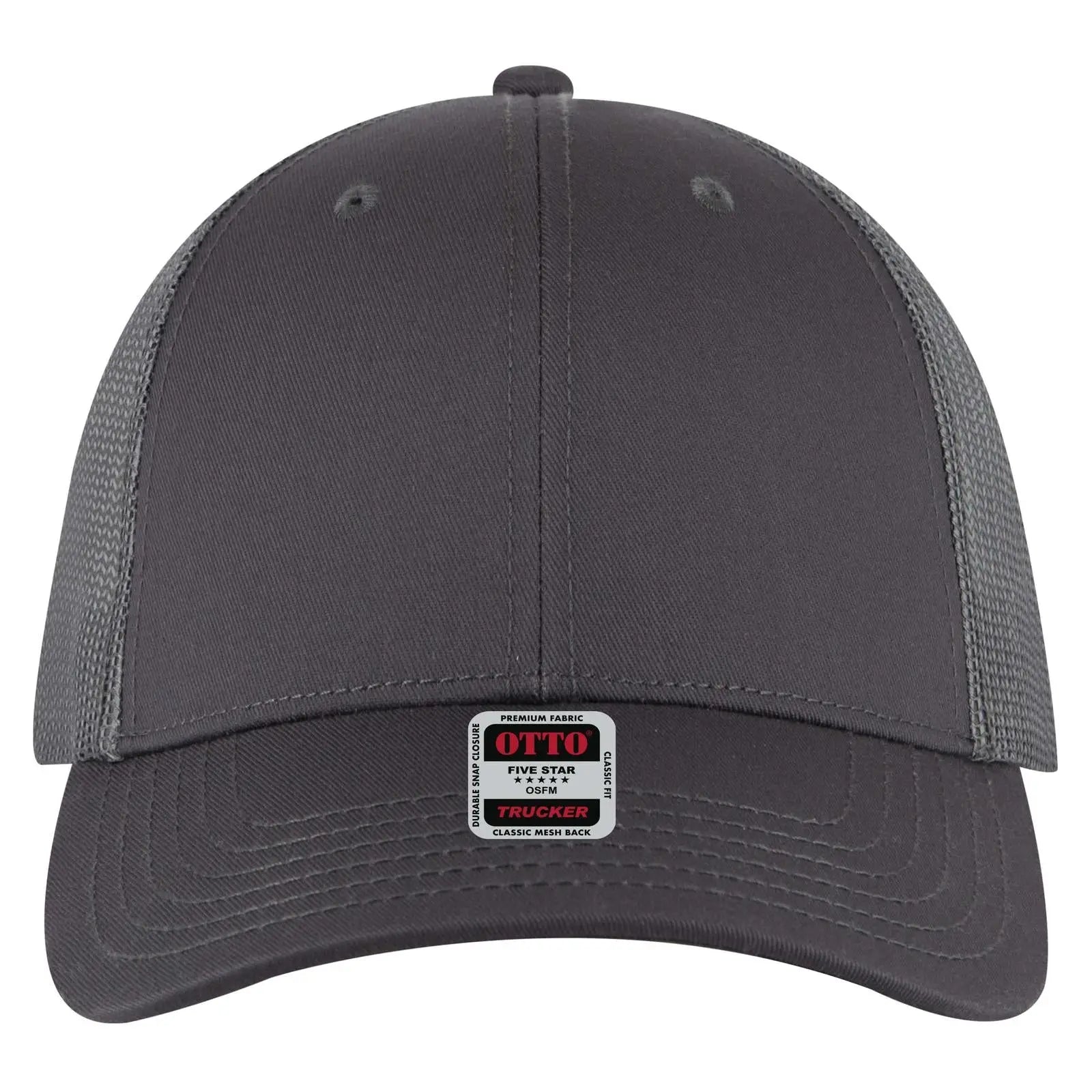 OTTO 83-1239 6 Panel Low Profile Mesh Back Trucker Cap - Char. Gray - Char. Gray / 6 1/2’’ - 7 5/8’’