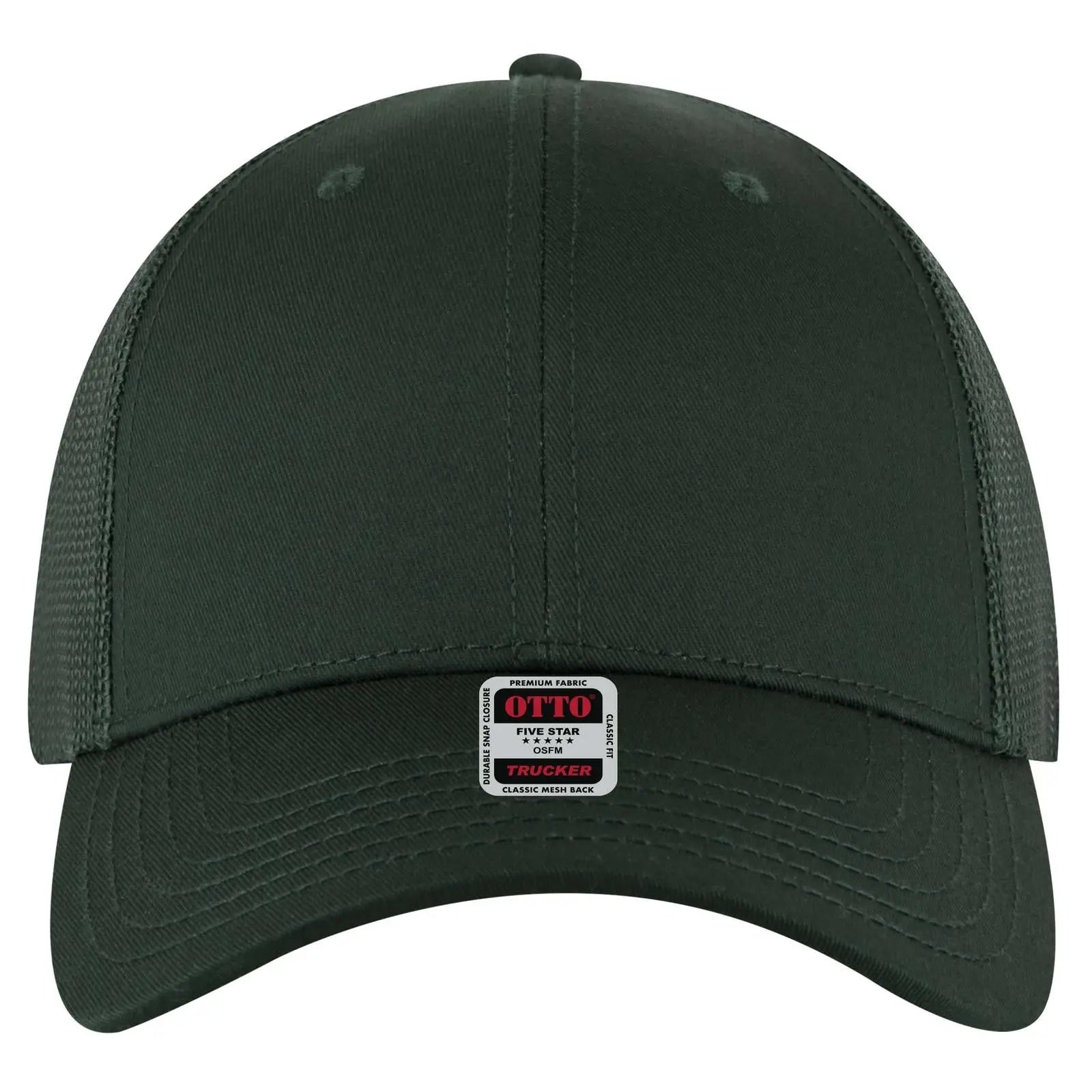 OTTO 83-1239 6 Panel Low Profile Mesh Back Trucker Cap - Dk. Green - Dk. Green / 6 1/2’’ - 7 5/8’’