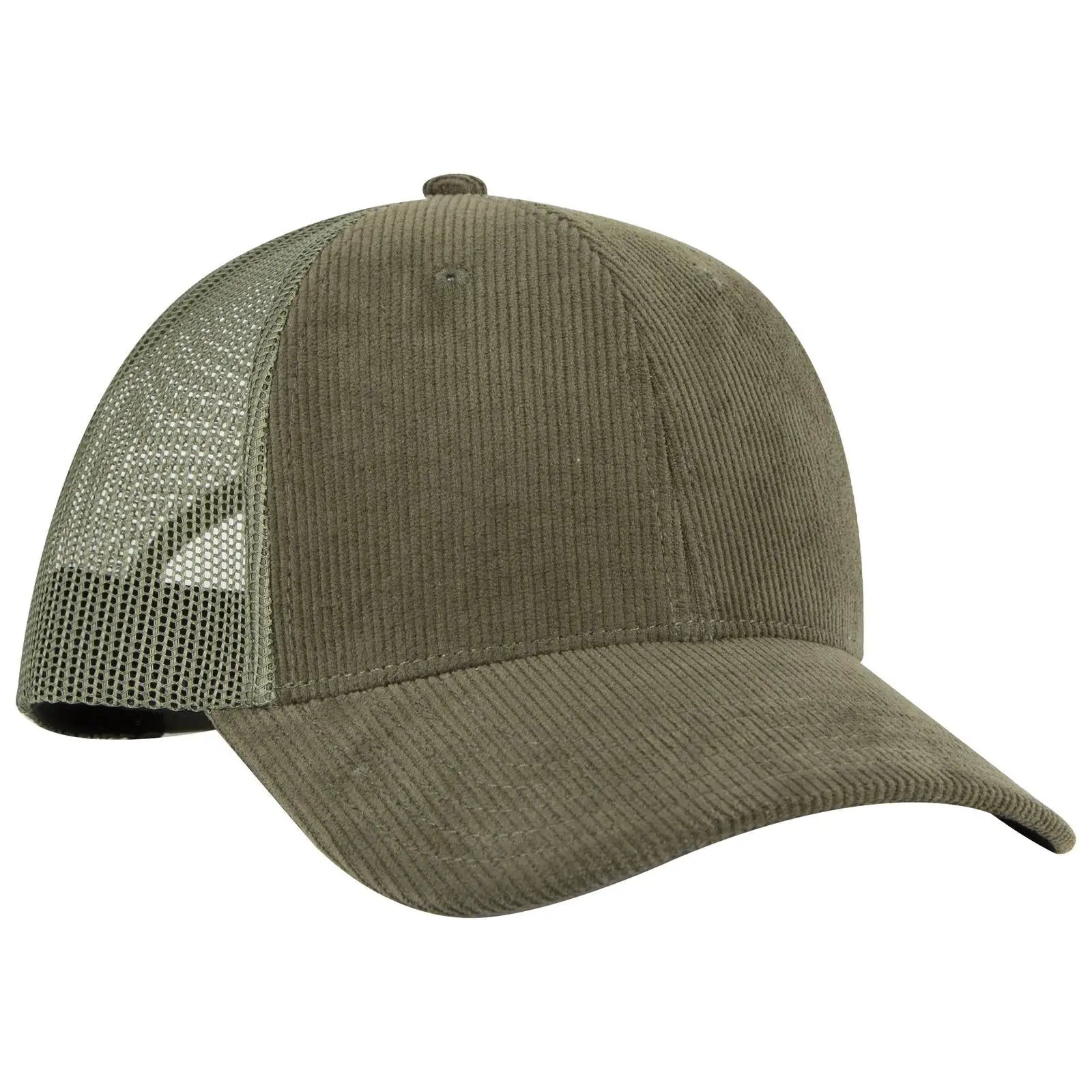 OTTO 83-1239 6 Panel Low Profile Mesh Back Trucker Cap - Dk Ol Grn - Dk Ol Grn / 6 1/2’’ - 7 5/8’’