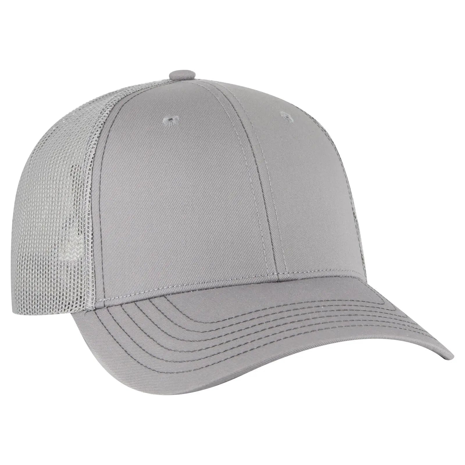 OTTO 83-1239 6 Panel Low Profile Mesh Back Trucker Cap - Gray - Gray / 6 1/2’’ - 7 5/8’’