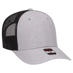 OTTO 83-1239 6 Panel Low Profile Mesh Back Trucker Cap - H. Gry/H. Gry/Blk - H. Gry/H. Gry/Blk / 6 1/2’’ - 7 5/8’’