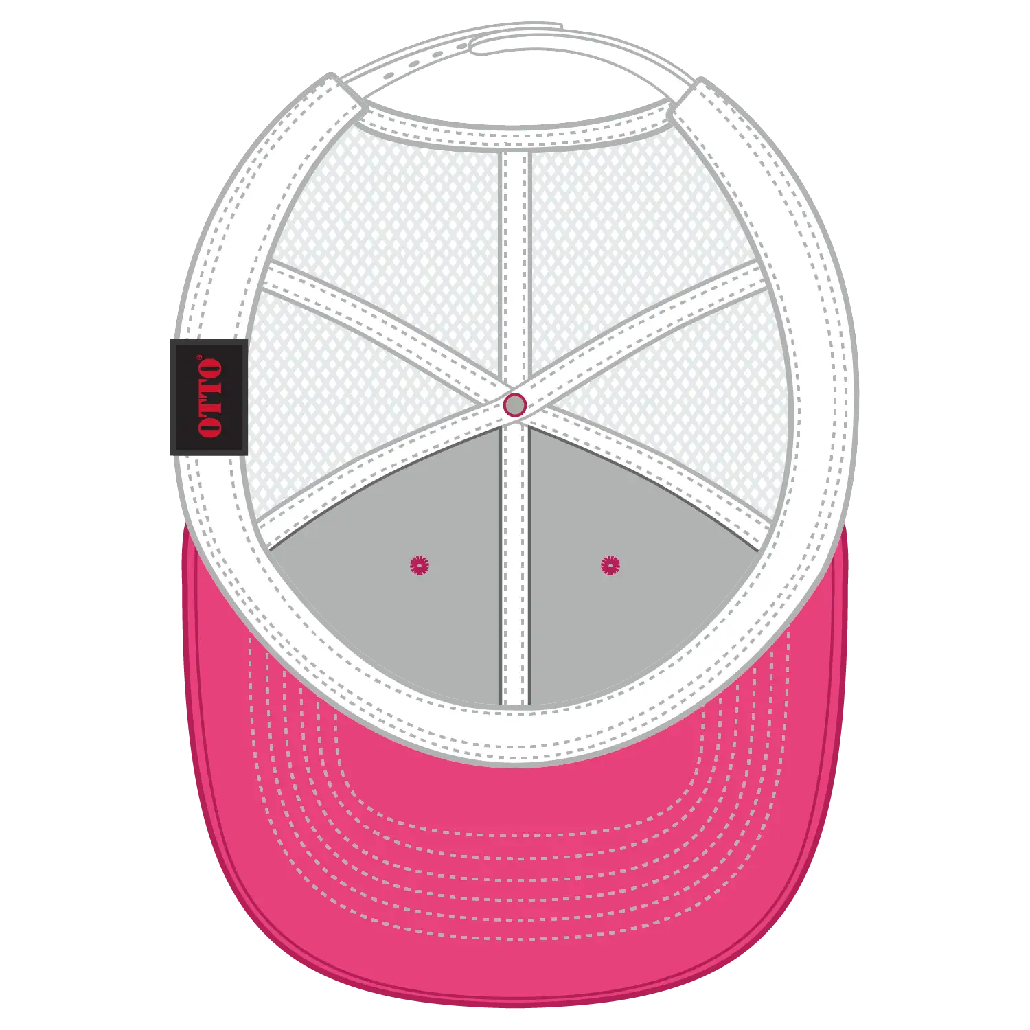 OTTO 83-1239 6 Panel Low Profile Mesh Back Trucker Cap - H.Pnk/H.Pnk/Wht - H.Pnk/H.Pnk/Wht / 6 1/2’’ - 7 5/8’’