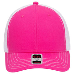 OTTO 83-1239 6 Panel Low Profile Mesh Back Trucker Cap - H.Pnk/H.Pnk/Wht - H.Pnk/H.Pnk/Wht / 6 1/2’’ - 7 5/8’’