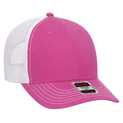 OTTO 83-1239 6 Panel Low Profile Mesh Back Trucker Cap - H.Pnk/H.Pnk/Wht - H.Pnk/H.Pnk/Wht / 6 1/2’’ - 7 5/8’’