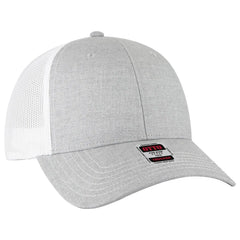 OTTO 83-1239 6 Panel Low Profile Mesh Back Trucker Cap - Ht Gry/Ht Gry/Wht - Ht Gry/Ht Gry/Wht / 6 1/2’’ - 7 5/8’’