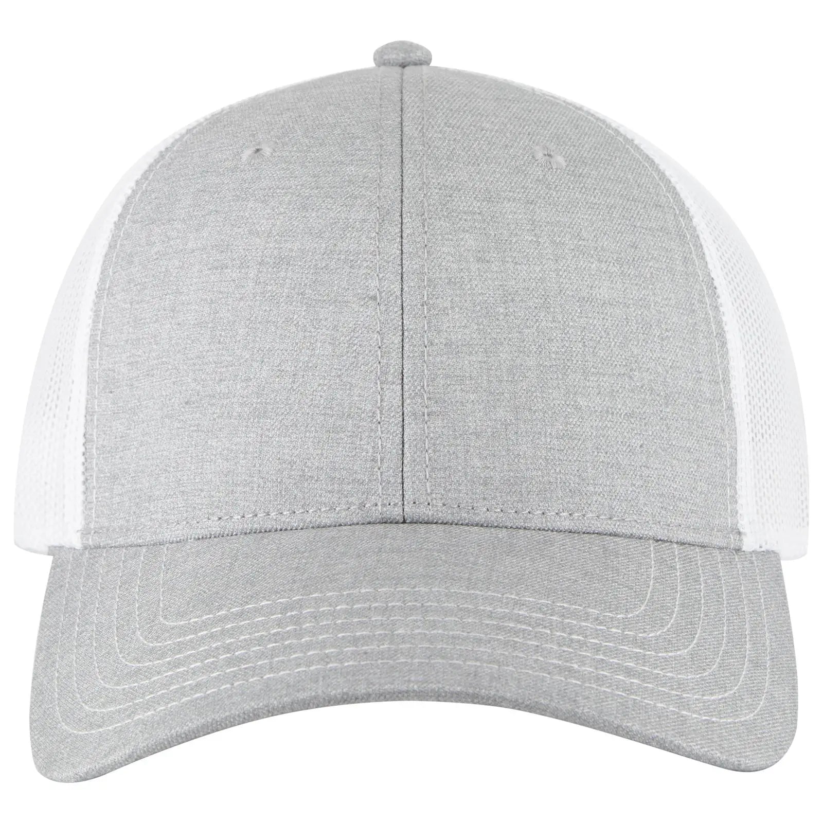 OTTO 83-1239 6 Panel Low Profile Mesh Back Trucker Cap - Ht Gry/Ht Gry/Wht - Ht Gry/Ht Gry/Wht / 6 1/2’’ - 7 5/8’’
