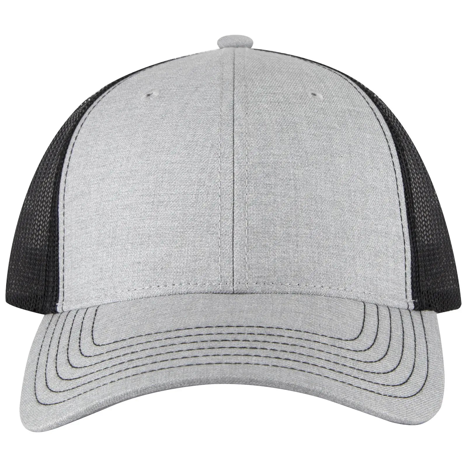 OTTO 83-1239 6 Panel Low Profile Mesh Back Trucker Cap - Ht Gry/Ht Gry/Blk - Ht Gry/Ht Gry/Blk / 6 1/2’’ - 7 5/8’’