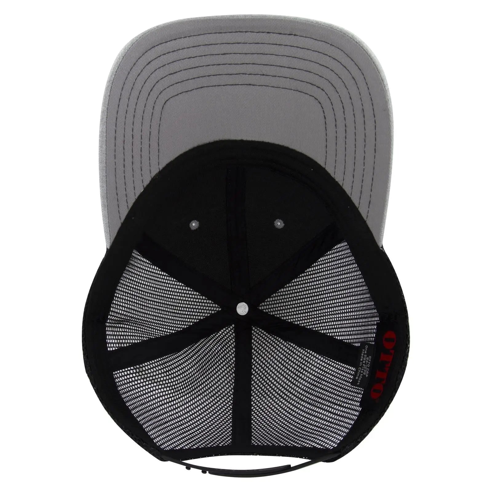 OTTO 83-1239 6 Panel Low Profile Mesh Back Trucker Cap - Ht Gry/Ht Gry/Blk - Ht Gry/Ht Gry/Blk / 6 1/2’’ - 7 5/8’’