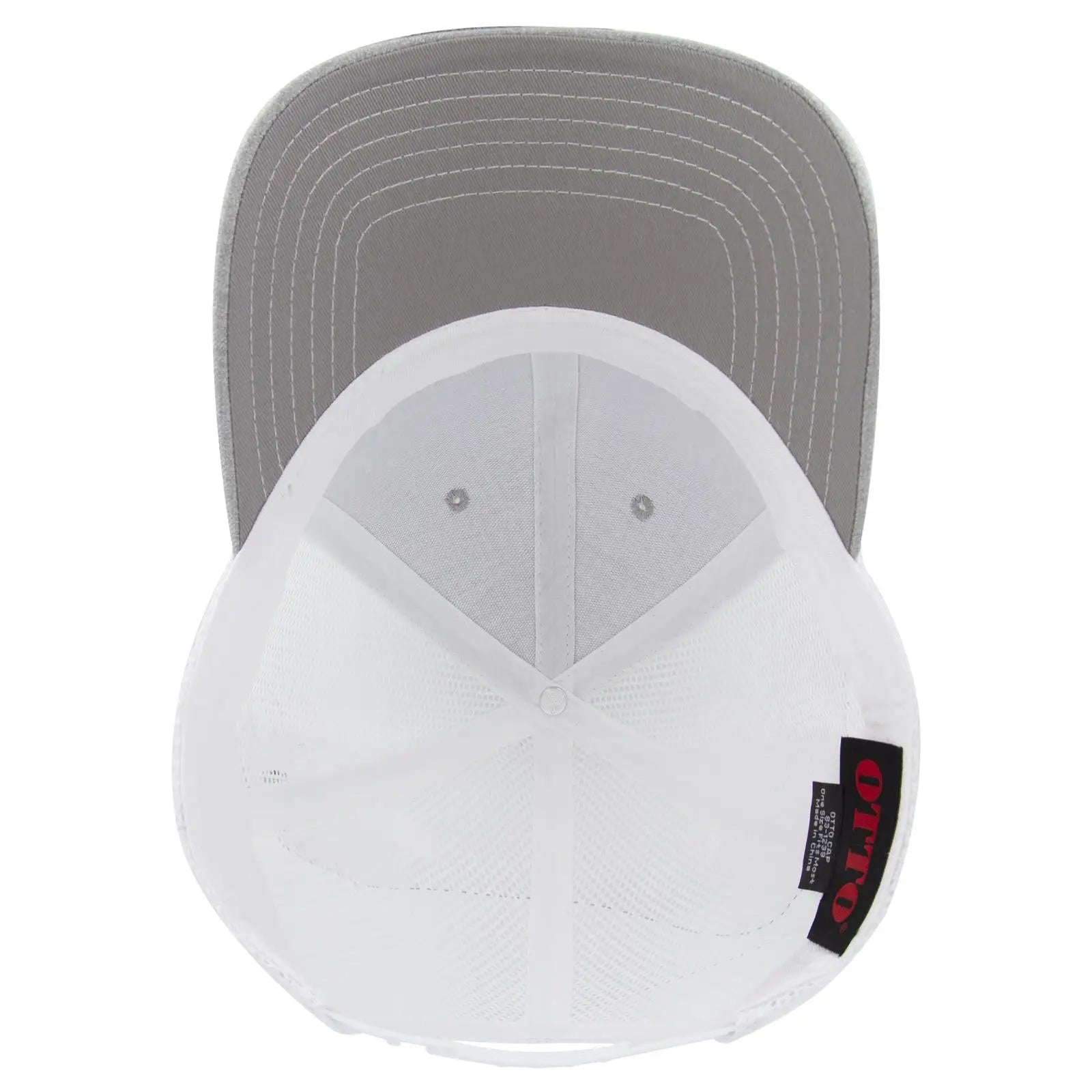 OTTO 83-1239 6 Panel Low Profile Mesh Back Trucker Cap - Ht Gry/Ht Gry/Wht - Ht Gry/Ht Gry/Wht / 6 1/2’’ - 7 5/8’’
