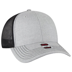 OTTO 83-1239 6 Panel Low Profile Mesh Back Trucker Cap - Ht Gry/Ht Gry/Blk - Ht Gry/Ht Gry/Blk / 6 1/2’’ - 7 5/8’’