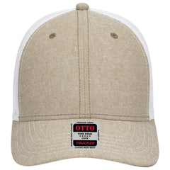 OTTO 83-1239 6 Panel Low Profile Mesh Back Trucker Cap - Kha/Wht - Kha/Wht / 6 1/2’’ - 7 5/8’’