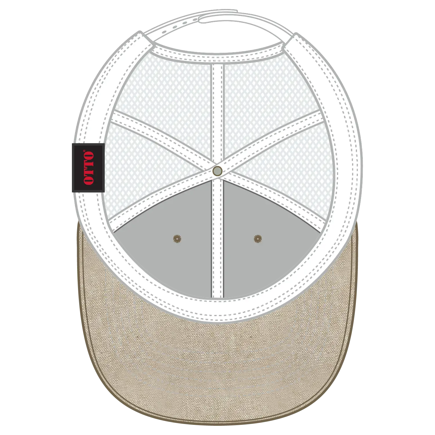 OTTO 83-1239 6 Panel Low Profile Mesh Back Trucker Cap - Kha/Wht - Kha/Wht / 6 1/2’’ - 7 5/8’’
