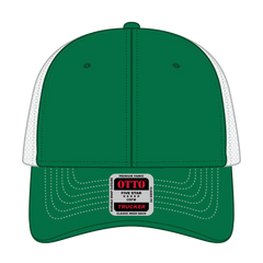 OTTO 83-1239 6 Panel Low Profile Mesh Back Trucker Cap - Kly/Kly/Wht - Kly/Kly/Wht / 6 1/2’’ - 7 5/8’’