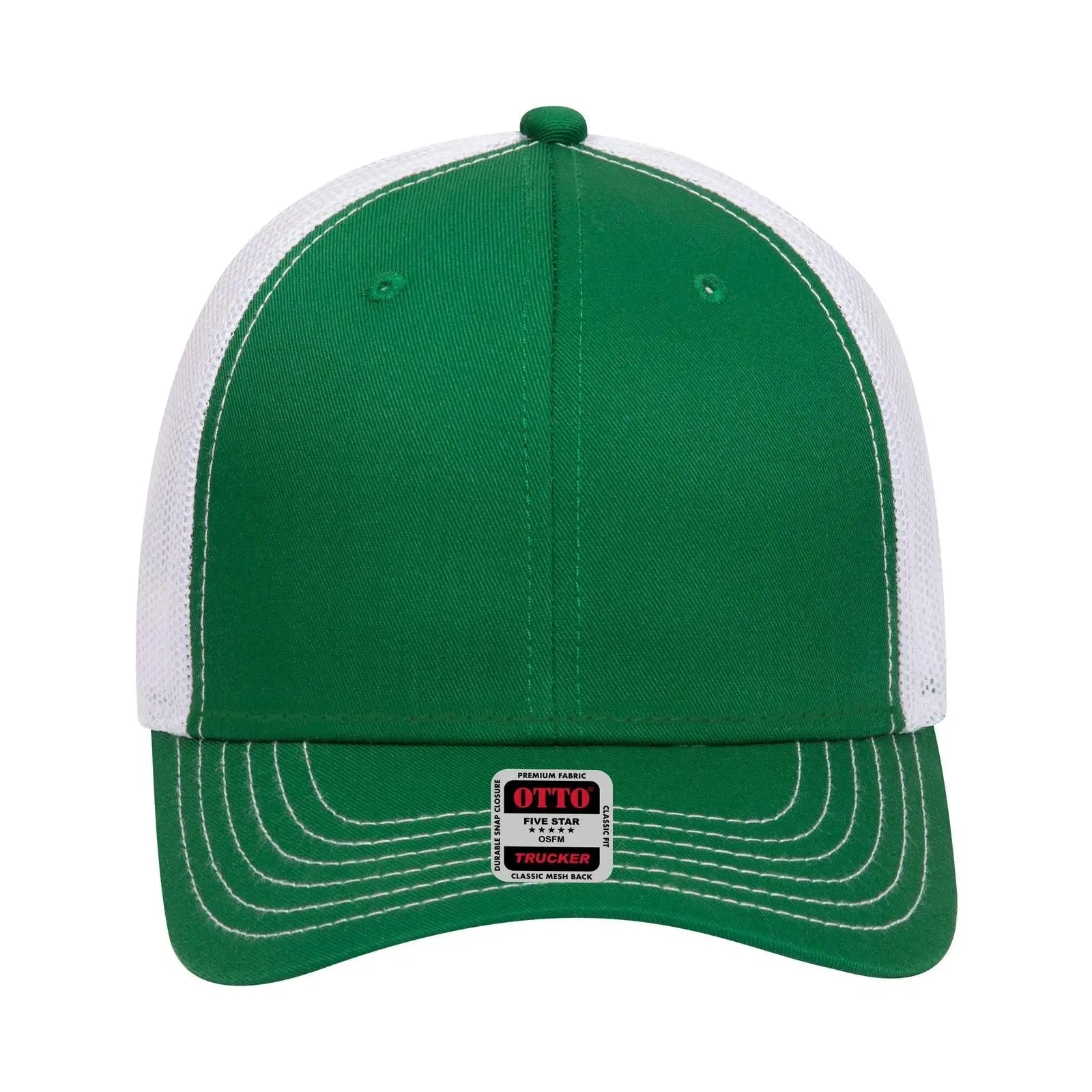 OTTO 83-1239 6 Panel Low Profile Mesh Back Trucker Cap - Kly/Kly/Wht - Kly/Kly/Wht / 6 1/2’’ - 7 5/8’’