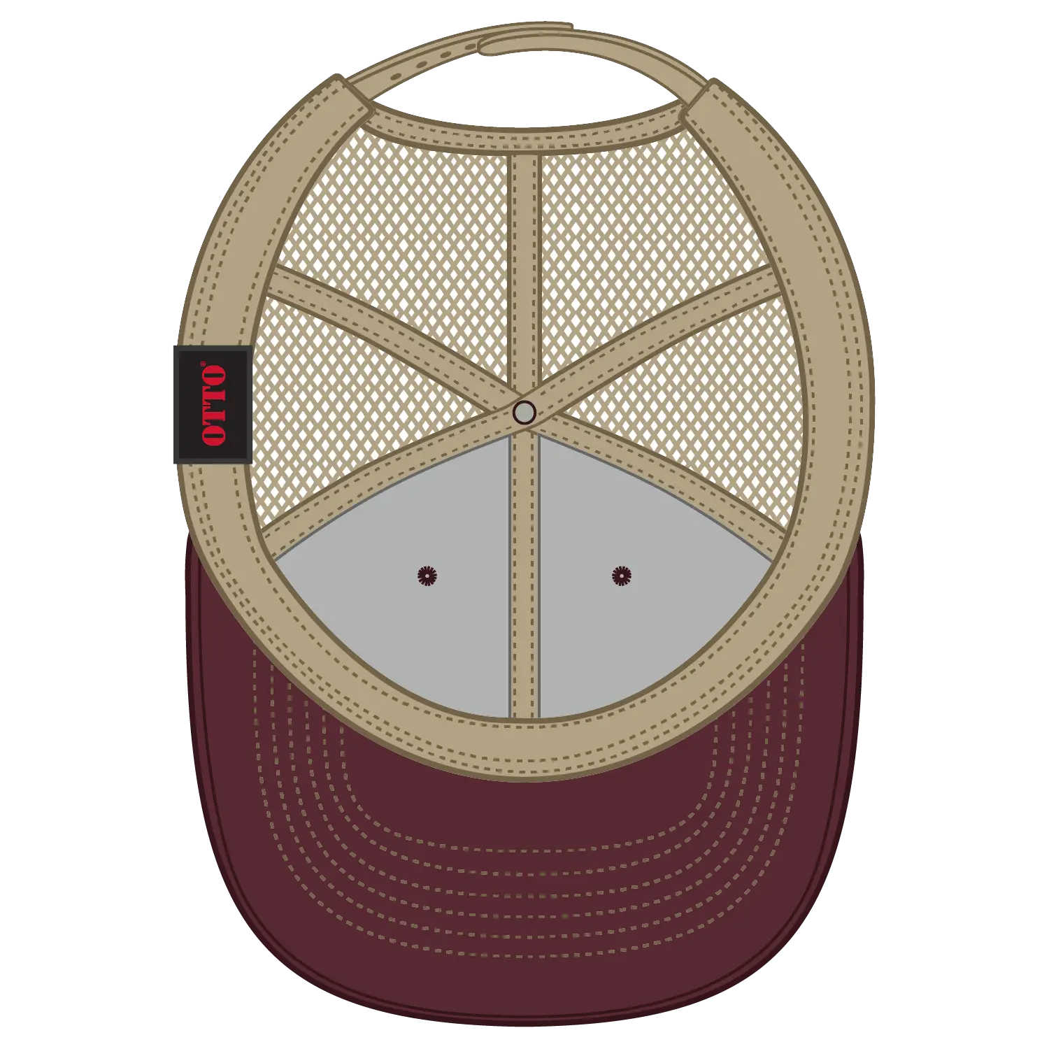 OTTO 83-1239 6 Panel Low Profile Mesh Back Trucker Cap - Marn/Marn/Kha - Marn/Marn/Kha / 6 1/2’’ - 7 5/8’’