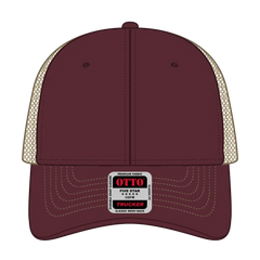 OTTO 83-1239 6 Panel Low Profile Mesh Back Trucker Cap - Marn/Marn/Kha - Marn/Marn/Kha / 6 1/2’’ - 7 5/8’’