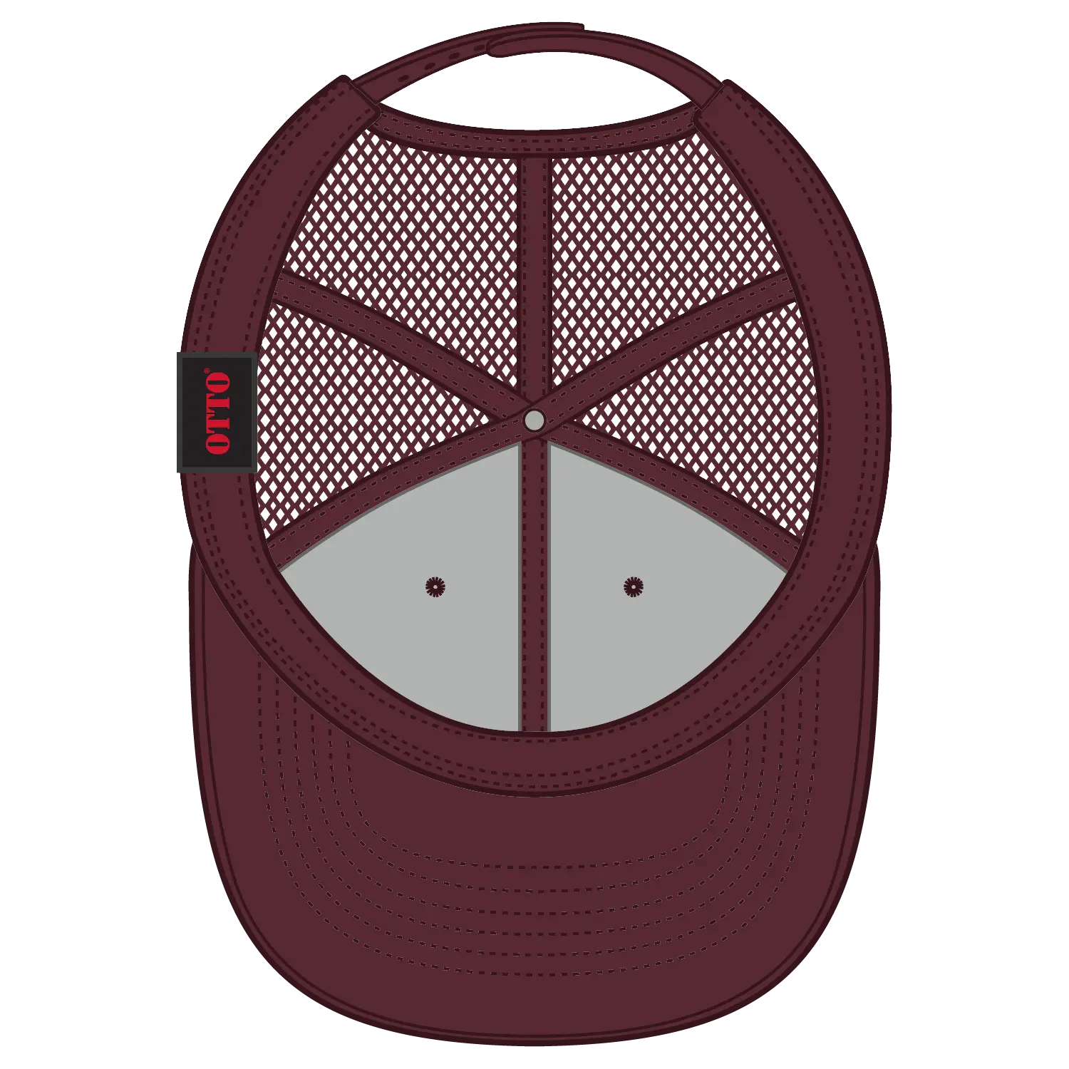 OTTO 83-1239 6 Panel Low Profile Mesh Back Trucker Cap - Maroon - Maroon / 6 1/2’’ - 7 5/8’’